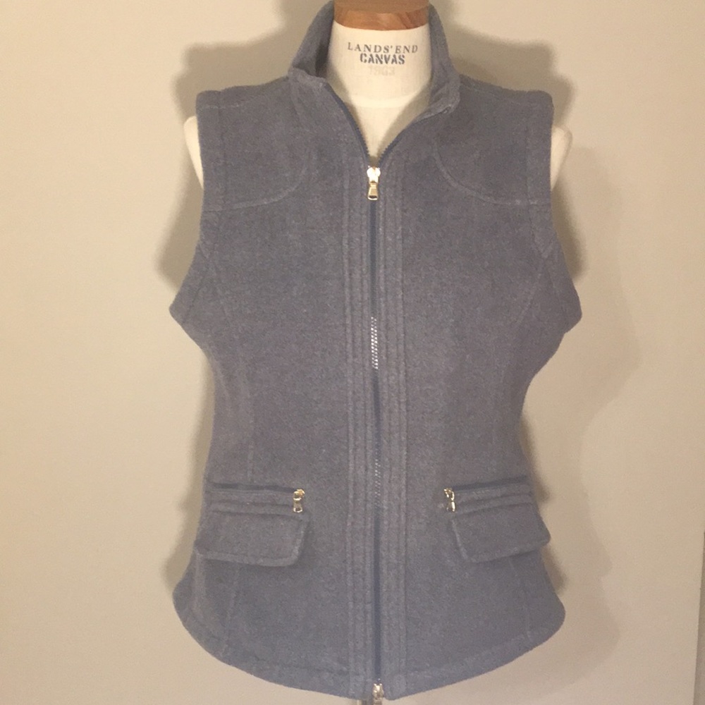 Heather blue fleece golf vest
